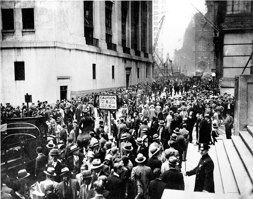 Crowds outside the New York Stock Exchange