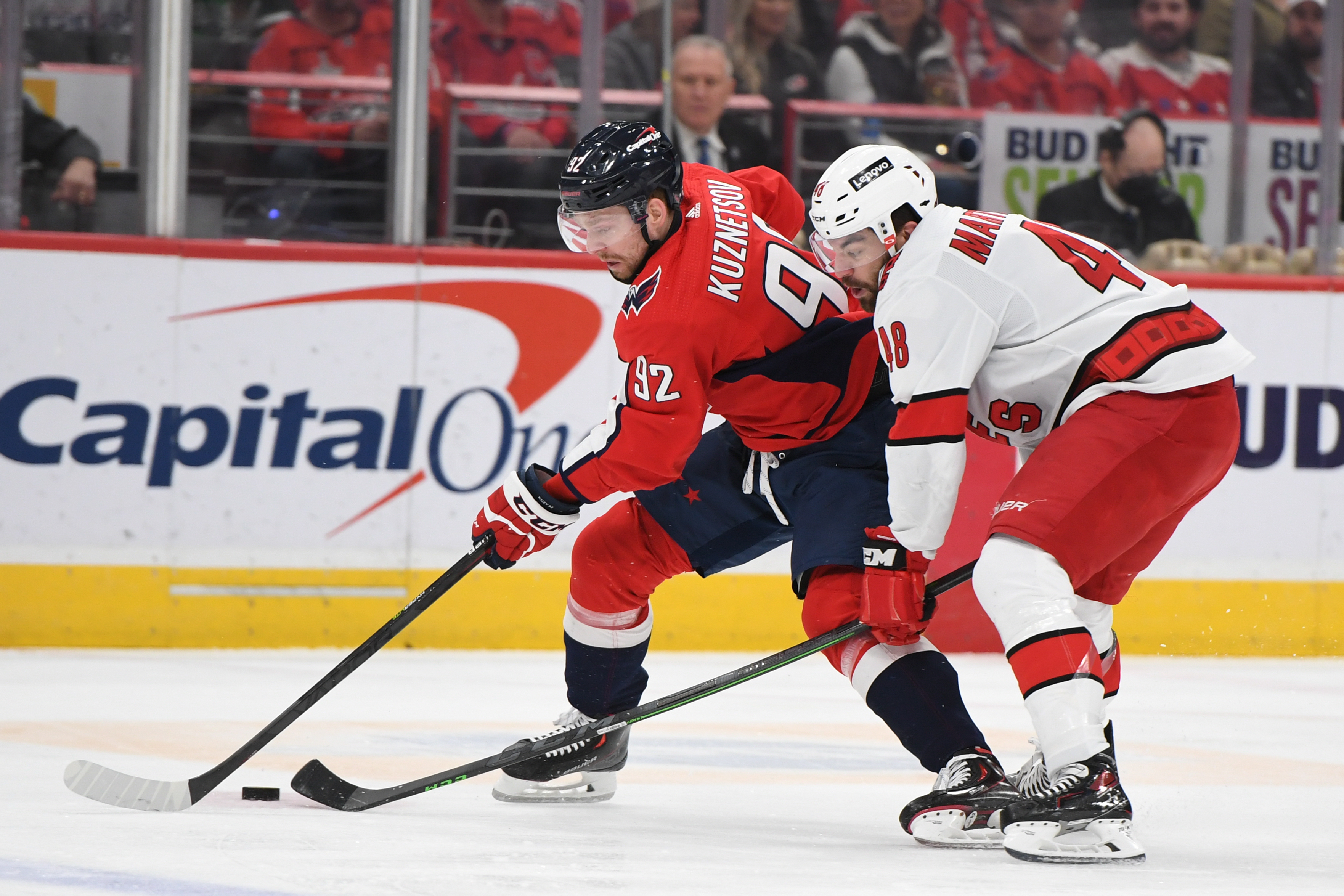 Carolina Hurricanes players during an NHL game