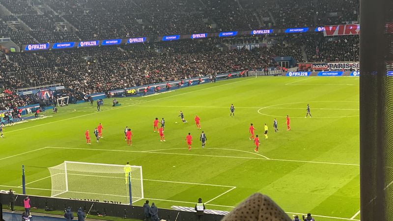 Interior view of Parc des Princes during a match
