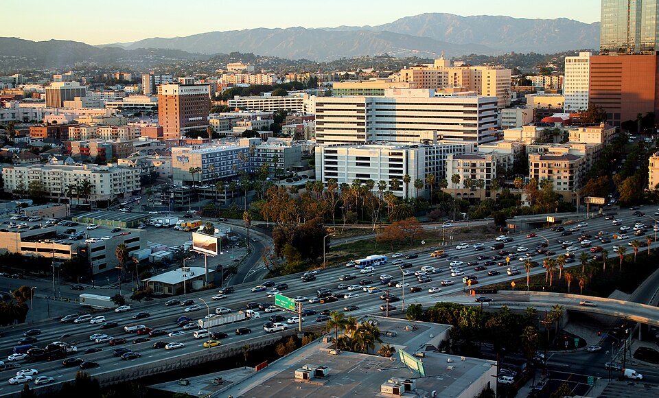 Rush hour traffic on the 110 Freeway in Los Angeles