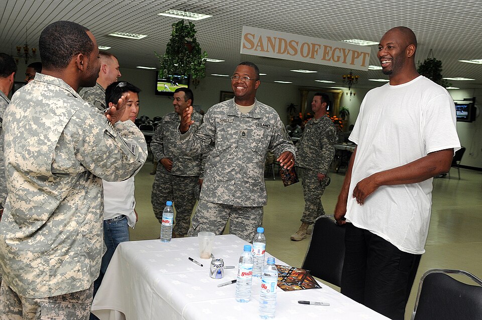Basketball players at a professional NBA event