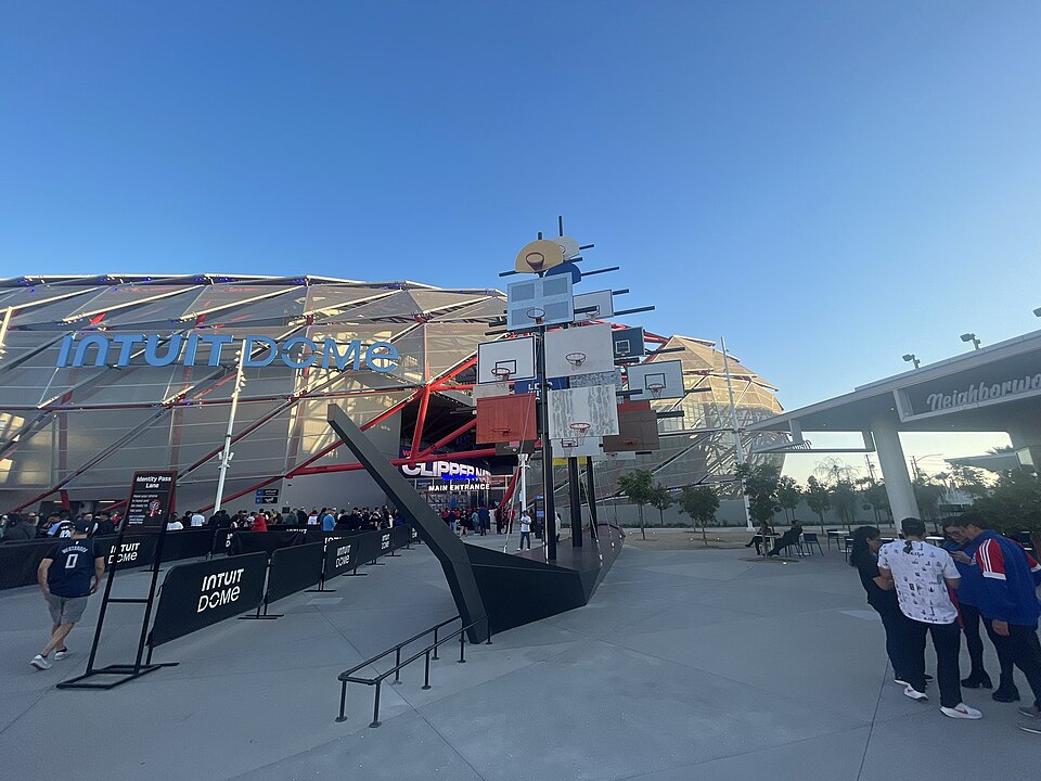 Intuit Dome main entrance in Los Angeles, venue for the Netflix MMA event