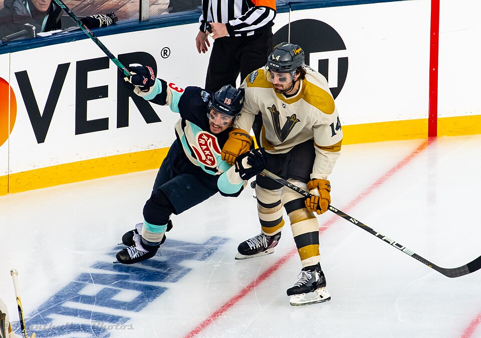 Vegas Golden Knights players during NHL Winter Classic outdoor hockey game