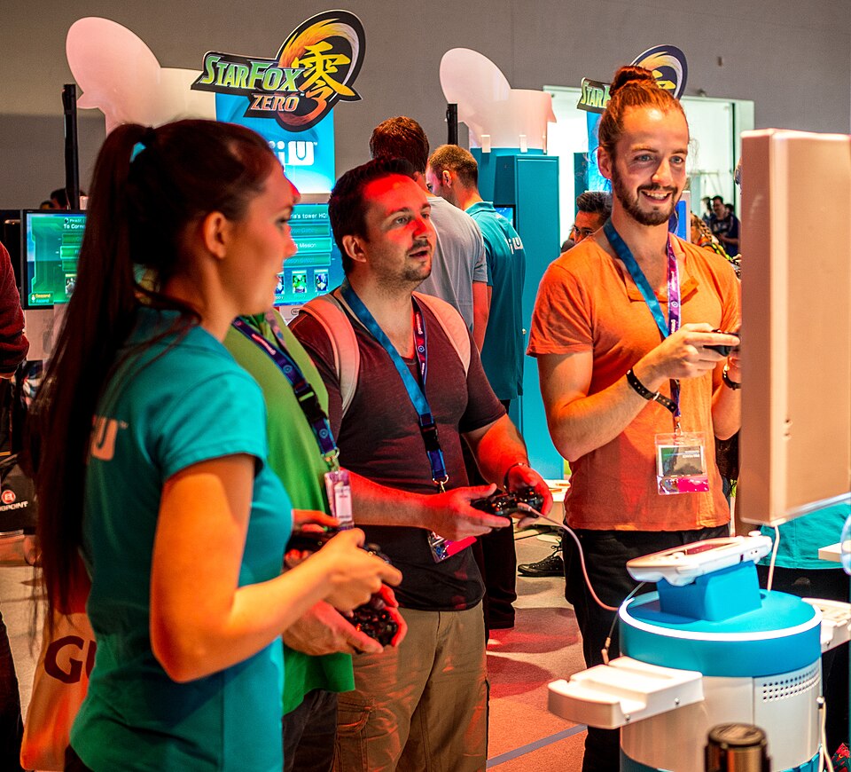 Gamers crowding a Nintendo booth at Gamescom 2015, showing the enduring excitement around Nintendo franchises