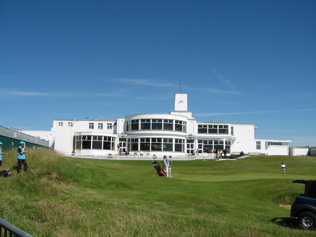 Royal Birkdale clubhouse and 18th green where The Open champion will be crowned