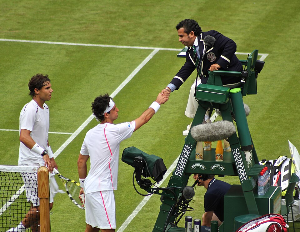 Wimbledon tennis championships match in progress